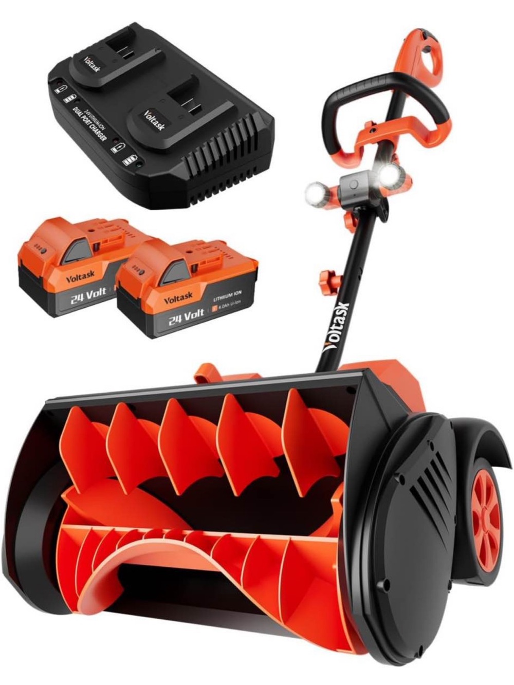 Voltask 24V Cordless Snow Blower - Orange & Black